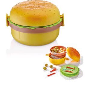 Burger Shape Lunch Box for Kids – Leak-Proof Tiffin Box with Compartments