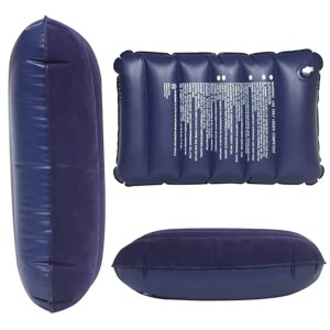 Blue Inflatable Travel Pillow – Velvet Soft Neck Support Cushion