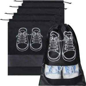 Portable Travel Shoe Cover Bag with Drawstring – Dustproof Shoe Storage Organizer Pouch for Luggage, Closet & Gym | Reusable Shoe Bag for Travel & Daily Use