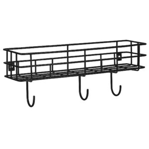 Wall Storage Basket with Hooks – Heavy-Duty Self-Adhesive Organizer (No Drill)