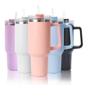 40oz Stainless Steel Tumbler – Insulated Travel Mug with Straw Lid & Handle