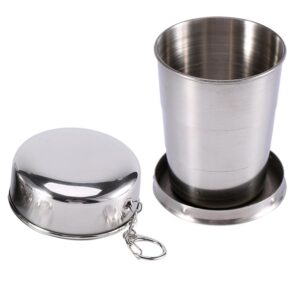 Steel Folding Pocket Cup – Collapsible Portable Water Cup with Keychain (75ml)