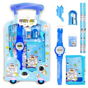 7 Pcs Kids Stationery Set – School Kit with Pencil, Eraser, Sharpener, Watch & Purse
